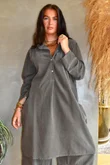 Arbi Needlecord Pop Over Shirt Dress Earth